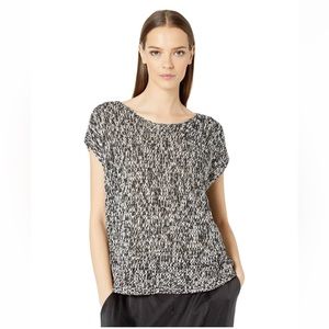 EILEEN FISHER Organic Cotton Two Tone Knit Boxy Sweater Top, Size XS